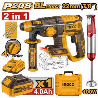 Juego Rotomarillo 2.0J + Batidora Inalámbrica 20V INGCO